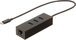 AmazonBasics - Concentrador de USB 3.1 tipo C a 3 puertos USB, con adaptador Ethernet - Negro