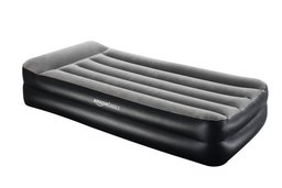 AmazonBasics Pillow Rest Cama hinchable premium con bomba de aire integrada, individual, gris