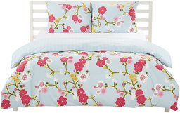 AmazonBasics Juego de funda nórdica estampada, 100% algodón, estampado de flores orientales, 225 x 220 cm, 2 fundas de a