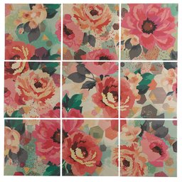 Amazon Brand – Remache 9 piezas pastel floral arte mural sobre madera, 60" x 60"