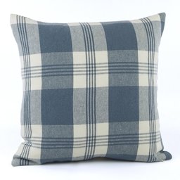Chloe & Olive French Bistro Blue Collection - Funda de almohada reversible a rayas y cuadros, 18.0 in, azul y crema