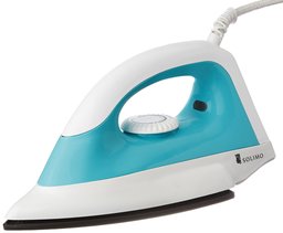 Marca Amazon - Plancha en seco Solimo de 1000 vatios (blanco y turquesa)