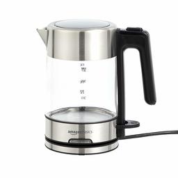 AmazonBasics Hervidor eléctrico de acero y vidrio, 1,0 litros