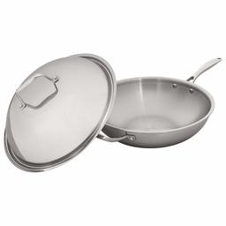 Stone & Beam Wok con tapa abovedada, 13 pulgadas, acero inoxidable de tres capas (renovado)