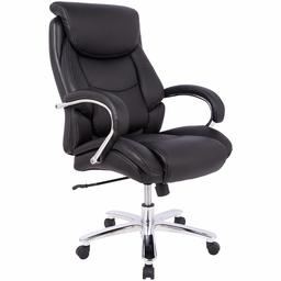 AmazonBasics Silla de oficina giratoria con reposabrazos, de piel negra, ajustable
