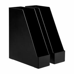 AmazonBasics Organizador de plástico - Revistero, negro, paquete de 2