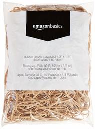 AmazonBasics Bandas de goma, tamaño 33 (3-1/2" x 1/8"), 600 bandas/paquete de 1 libra, paquete de 3